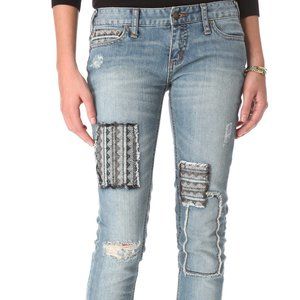 [Free People] Patched Skinny Jeans